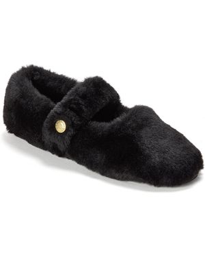 Dearfoams Maryanne Luxe Teddy Maryjane Slippers - Black