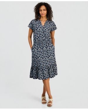 Style & Co. Printed Knit Midi Dress - Blue