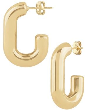 Macy's Sculptured Oval Tube J Hoop Earrings - Metallic