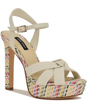 Nine West Windee Knotted Platform Stiletto Sandals - Metallic