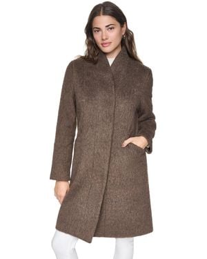 Andrew Marc Addison Eyelash Wool-blend Longline Coat - Brown
