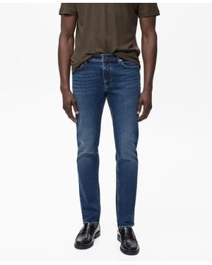 Mango Jan Slim-fit Faded Dark-wash Jeans - Blue