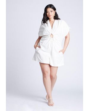 Eloquii Plus Size Poplin Romper - White