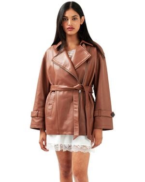 Belle & Bloom Bff Belted Leather Jacket - Brown