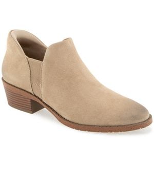 Kenneth Cole Stella Suede Block Heel Slip-on Ankle Booties - Natural