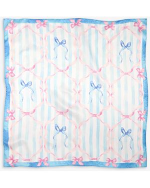 On 34th Ribbon Bow Print Square Scarf - Blue