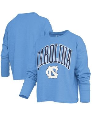 Pressbox North Carolina Tar Heels Motley Burnout Boxy Dropped-shoulder Long-sleeve T-shirt - Blue