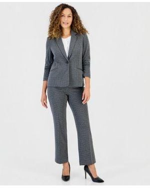 Anne Klein Essentials Pull On Side Tab Jacket Pants 2 Piece Set - Blue