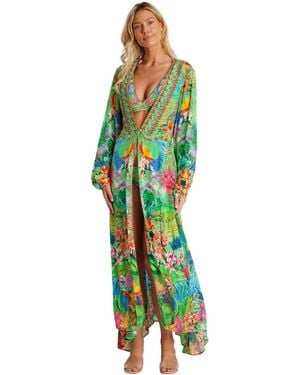 La Moda Clothing Rossie Maxi Belted Wrap Cover Up Dress - Green