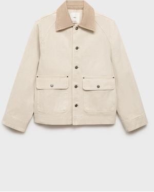 Mango Contrasting Collar Denim Jacket - Natural