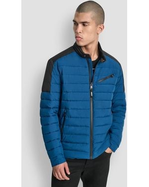 DKNY Moto Quilted Puffer Jacket - Blue