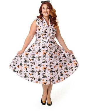 Unique Vintage Plus Size 1950s Shirt Dress - Pink