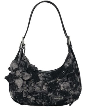 Desigual Denim Floral-print Shoulder Bag - Black