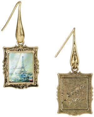 Patricia Nash Tone Plated Portriat Drop Earrings - Green