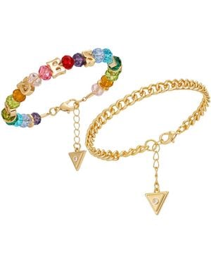 Guess 2-pc. -tone Rainbow Beaded Bracelet Set - Metallic