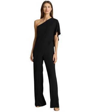 Ralph Lauren Cape Georgette One-shoulder Jumpsuit - Black