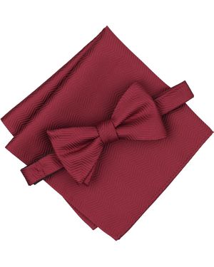 Alfani Barry Pre-tied Solid Bow Tie And Pocket Square - Red