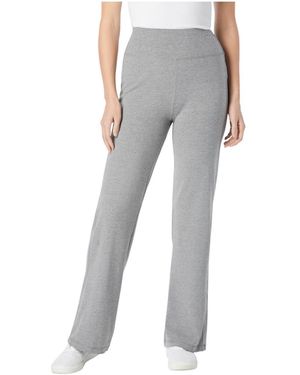 Woman Within Within Tall Stretch-cotton Knit Pull-on Wide-leg leggings - Gray