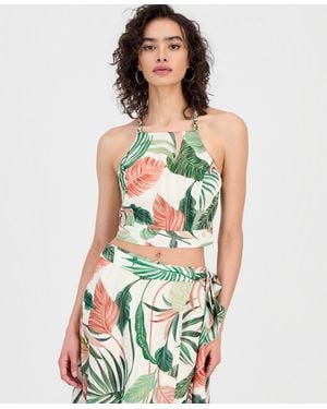 Guess Gaelle Printed Sleeveless Crop Top - White