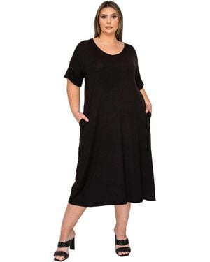 L I V D Plus Size Olivia Pocket Midi Dress - Black