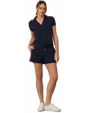 Cable & Gauge Sporty Rib Polo And Short Set - Blue