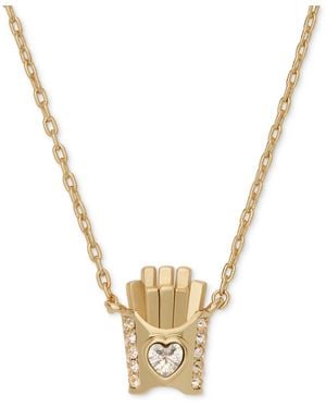 Kate Spade Cubic Zirconia Happy Fry-day Pendant Necklace - Metallic