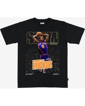 Slam And Latrell Sprewell New York Knicks Hardwood Classics Cover T-shirt - Black