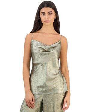 Tahari Petite Foil Cowl-neck Tank Top - Green
