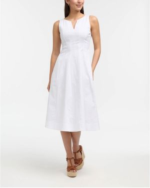 Ellen Tracy Sleeveless Paneled Midi Dress - White