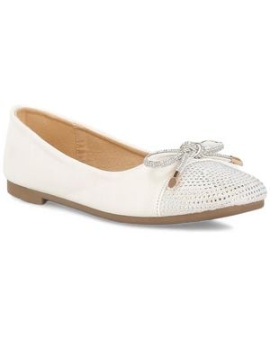 LONDON RAG Aine Rhinestones Embellished Toe Cap Ballerinas - White
