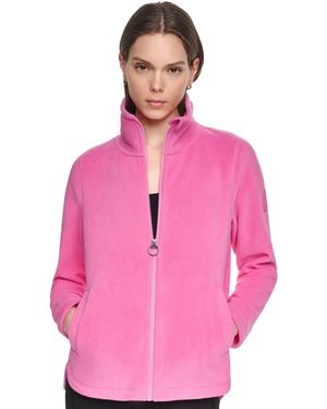 DKNY Collared Zipper-front Jacket - Pink