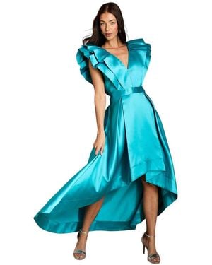 Coast V-neck High Low Midi Dress - Blue