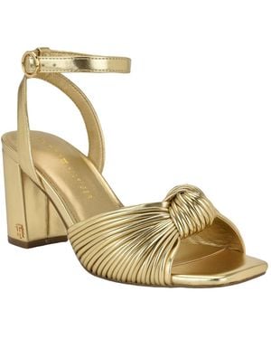 Tommy Hilfiger Sarifina Knotted Block Heel Sandals - Metallic