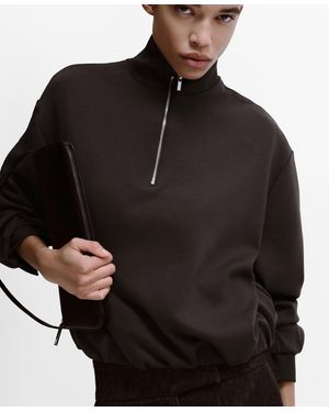 Mango High Neck Balloon Sweatshirt - Black