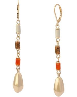 Robert Lee Morris Mixed Stone Molten Bead Linear Earrings - White