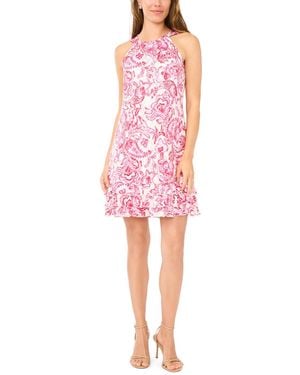 Msk Petite Printed Halter Neck Dress - Pink