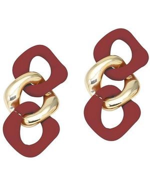 SOH Chainlink Drop Earrings - Red