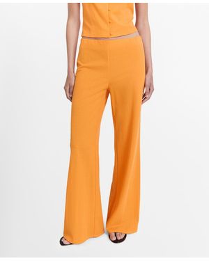 Mango Flowy Straight-fit Pants - Orange