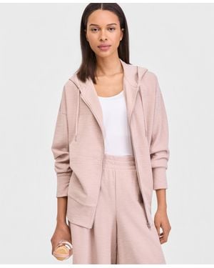ID Ideology Oversized Rib Slub Full-zip Hoodie - Pink