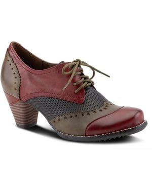 L'ARTISTE L Artiste S Bardot Hand-painted Leather Oxford Shoes - Brown