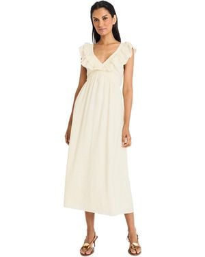 The Good Journey Flutter-sleeve Tie-back Maxi Dress - Natural