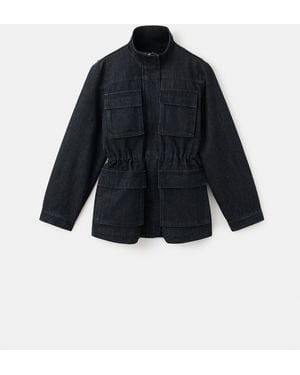 Mango Pockets Oversized Denim Barn Parka - Blue