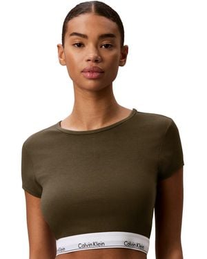 Calvin Klein Modern Short-sleeve Cropped T-shirt - Green