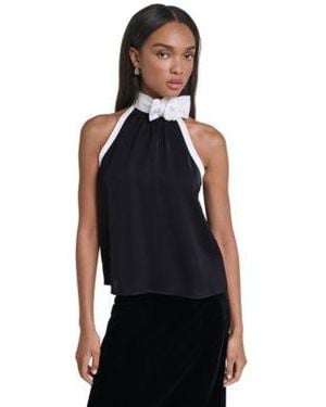 KARL LAGERFELD Halter Colorblock Blouse - Black