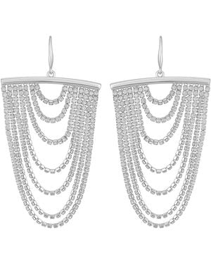 Guess Rhinestones Tassel Drop Earrings (also - White