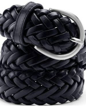 Lands' End Lands End Leather Braided Belt - Black