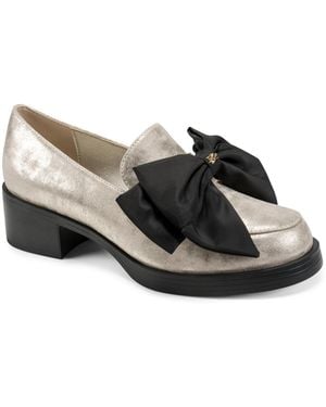 KARL LAGERFELD Camilia Bow Faux Leather Loafers - Black
