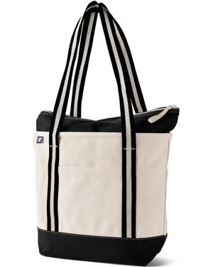 Lands' End Medium 5 Pocket Zip Top Long Handle Canvas Tote Bag - Black