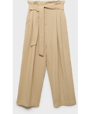 Mango Lyocell Paper Bag Pants - Natural