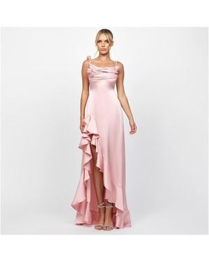 Bariano Nakiyah Cowl Hi Lo Dress - White